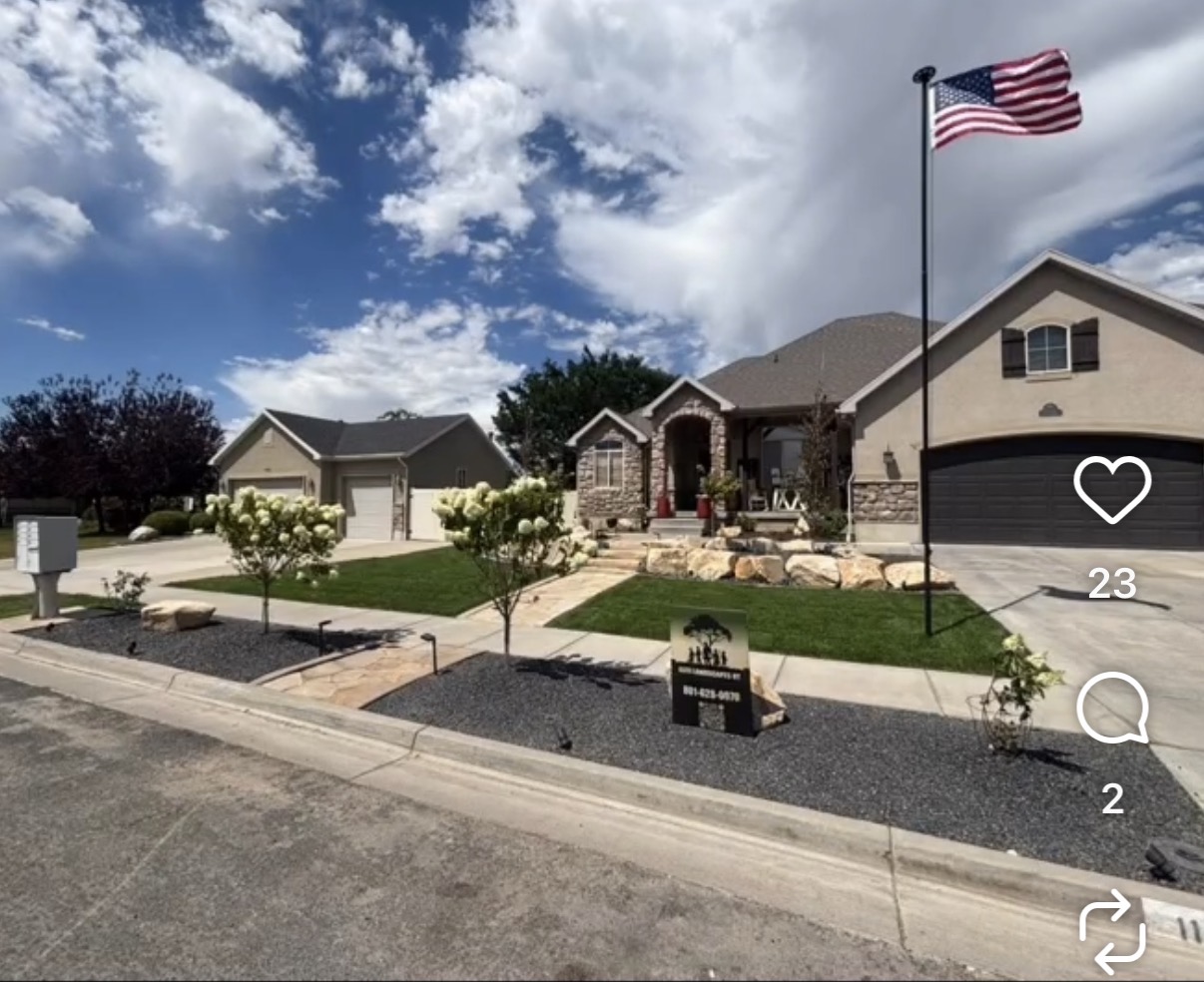 Xeriscape front yard with native planting and rock